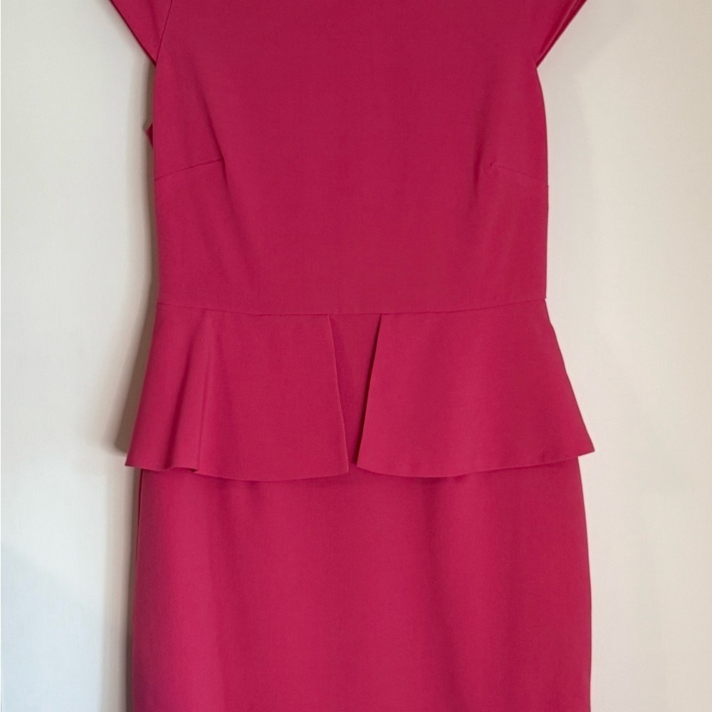 Worthington NWOT Pink Sheath Peplum Mini Dress with Cap Sleeves- Size 8P - Picture 6 of 7